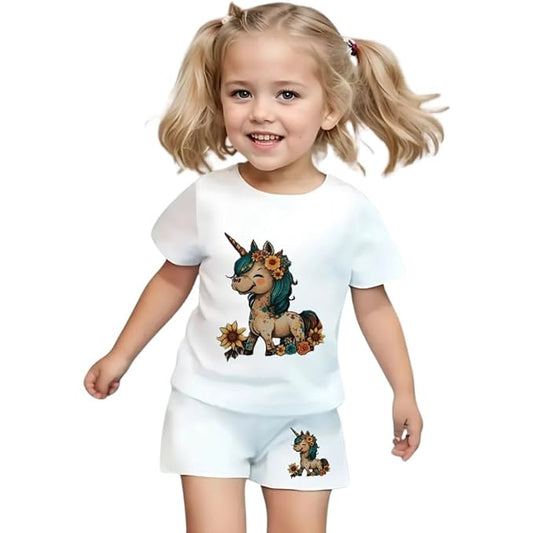 GIRL UNICORN SHORTS SET