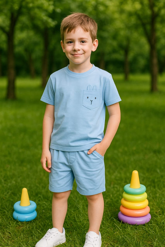 POCKET PLAIN SHORTS SET